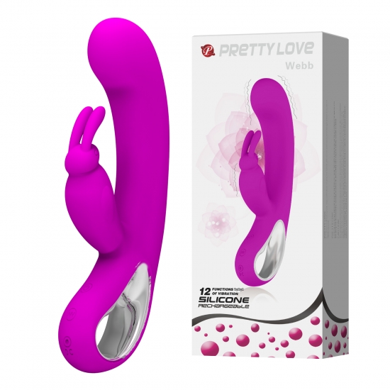 Перезаряжаемый вибратор Pretty Love Webb с клиторальным стимулятором пурпурный