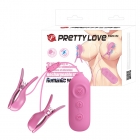 Перезаряжаемые зажимы на соски с вибрацией и электростимуляцией Pretty Love Nipple Clip