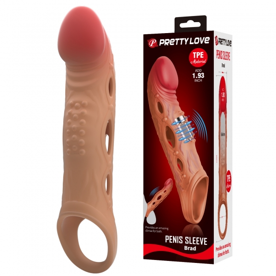 Увеличивающая вибронасадка на пенис +5 см Penis Sleeve Brad