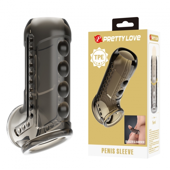 Сквозная насадка на ствол и мошонку Pretty Love Farrel, черная, 12,7 см, Ø 3,1 см