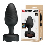 Анальная пробка с вибрацией и подсветкой Pretty Love Varian 2, черная, Ø 3,8 см