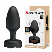 Анальная пробка с вибрацией и подсветкой Pretty Love Osborn 3, черная, Ø 3,4 см