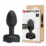 Анальная пробка с вибрацией и подсветкой Pretty Love Olman, черная, Ø 3 см