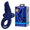 Синее эрекционное двойное виброкольцо с язычком 