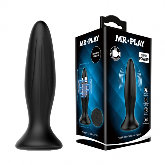 Анальная втулка «Mr.Play» с вибрацией, 12,8 см, Ø 3,1 см