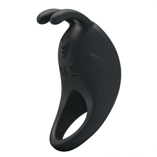 Перезаряжаемое черное эрекционное кольцо «Rabbit»