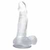 Фаллоимитатор на присоске с мошонкой прозрачный, 16,7 см, Ø 3,5 см