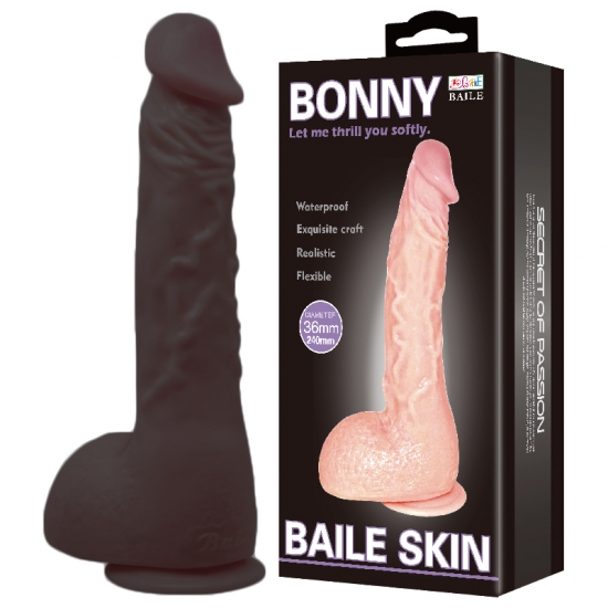 Реалистичный фаллос с мошонкой Bonny Black, 24 см, Ø 4,1 см