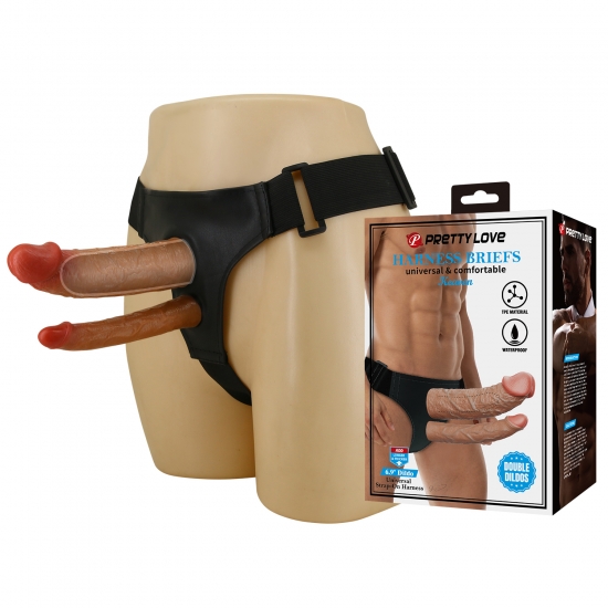 Универсальный фаллопротез для двойного проникновения на трусиках Harness Briefs Keaven
