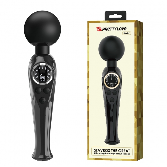 Перезаряжаемый вибромассажер с LED дисплеем, черный, 22,4 см, Ø 5,5см