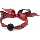 Черный силиконовый кляп на текстильной ленте