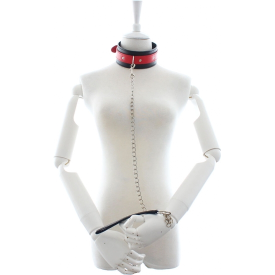 Красно-черный ошейник с поводком