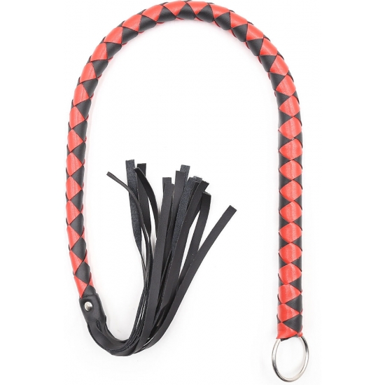 Красно-черный кнут с кольцом на ручке 86 см