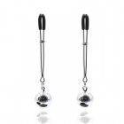 Серебристые зажимы для сосков с бубенцами