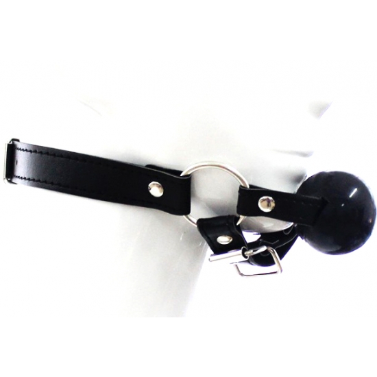 Кляп-шар черный с фиксацией подбородка