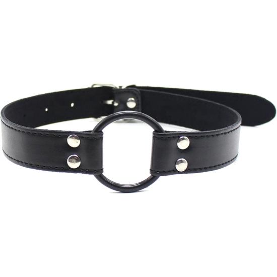 Черный кляп-расширитель с кольцом в обмотке, Ø 3,8 см