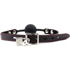 Силиконовый черный кляп-шарик на ремне с замочком