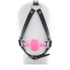 БДСМ маска с розовым силиконовым кляпом и фиксацией подбородка