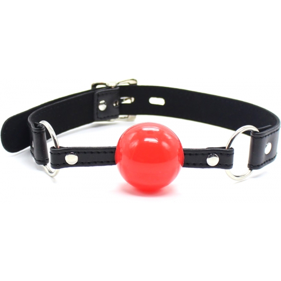 Силиконовый красный кляп-шарик на ремне, Ø 4 см