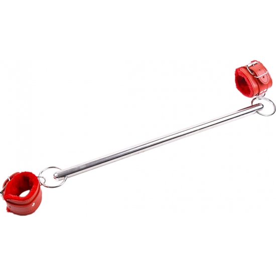 Бондажная распорка с красными фиксаторами с мехом