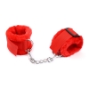 Красные текстильные наручники с мехом