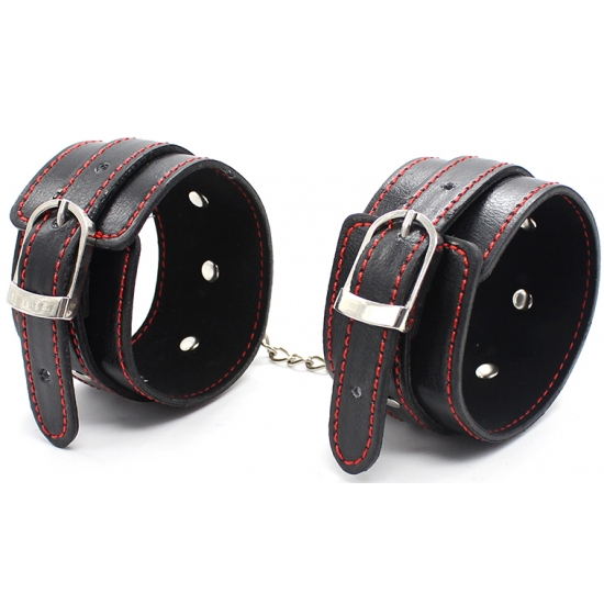 Регулируемые наручники черно-красные с заклепками