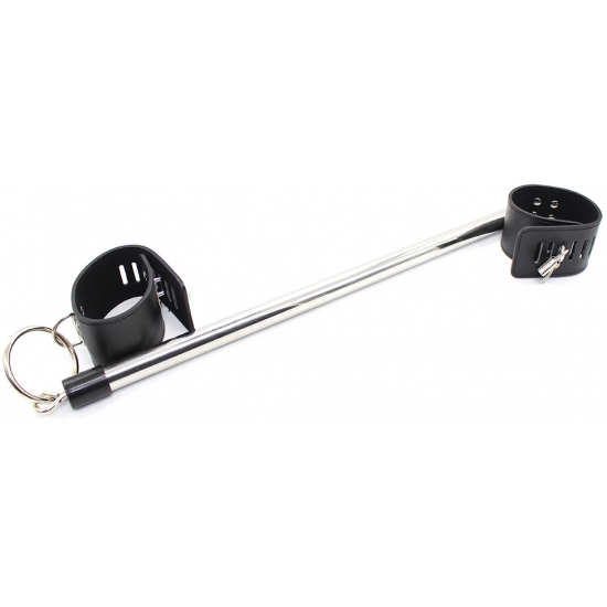 Длинная бондажная распорка (50 см) с черными наручниками