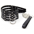 Шикарный БДСМ ошейник из 4 шлеек с поводком