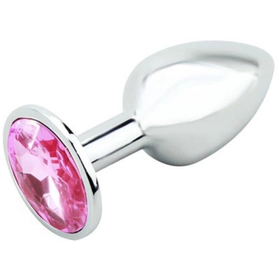 Большая анальная пробка Anal Jewelry Plug Silver Pink L, Ø 3,8 см