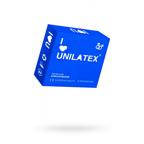 Презервативы классические латексные Unilatex Natural Plain, 18 см, 5,4 см, 3 шт