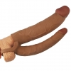 Удлиняющая насадка для двойного проникновения Pleasure X Tender Double, мулат, 21 см и 17 см