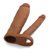 Удлиняющая насадка для двойного проникновения Pleasure X Tender Double, мулат, 21 см и 17 см