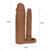 Удлиняющая насадка для двойного проникновения Pleasure X Tender Double, мулат, 21 см и 17 см