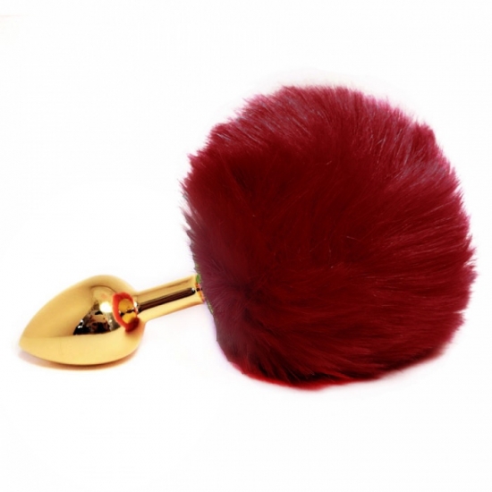 Пробка с бордовым хвостиком кролика Gold S, Ø 2,5 см