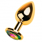 Металлическая золотая пробка с разноцветным стразом S, Ø 2,7 см