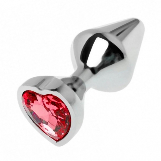 Пробка с красным стразом-сердцем M, Ø 3,3 см, 8,1 см