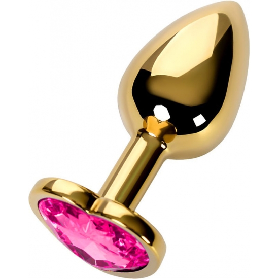 Золотая пробка с розовым стразом-сердцем M, Ø 3,2 см