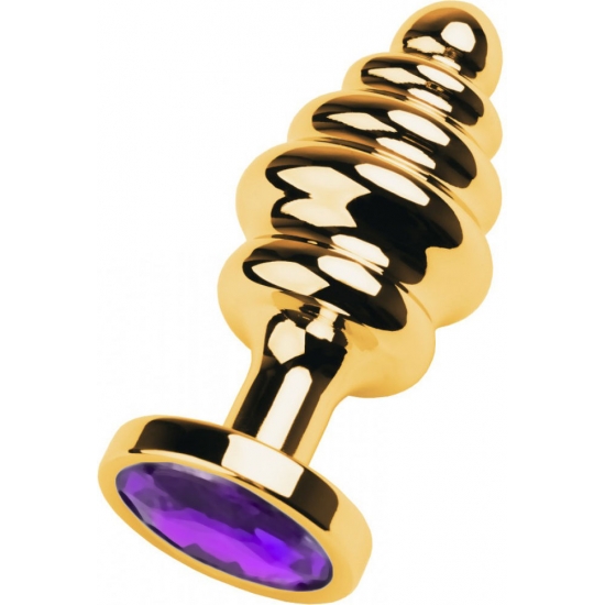 Рифленая золотая пробка с фиолетовым стразом L, Ø 3,8 см