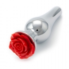 Серебристая пробка с красной розой S, Ø 3,2 см, 10,2 см