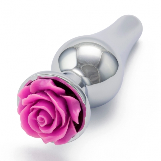 Серебристая пробка с розовой розой S, Ø 3,2 см, 10,2 см