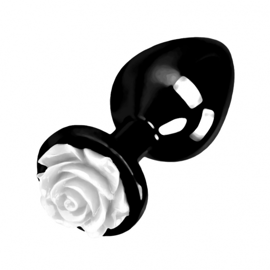 Черная пробка с белой розой S, Ø 2,7 см