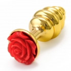 Рифленая золотая пробка с красной розой M, Ø 3,2 см