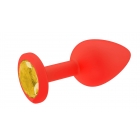 Красная силиконовая пробка с желтым стразом M, Ø 3,2 см