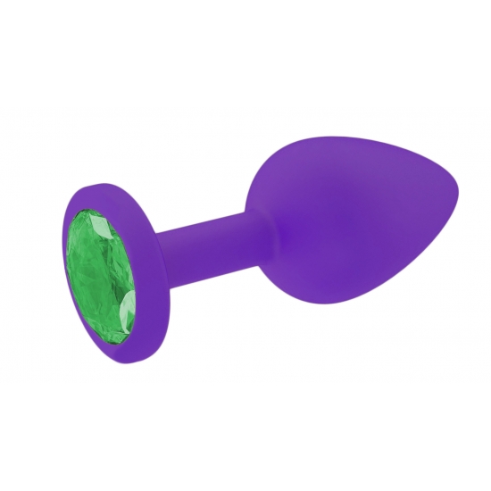 Пурпурная силиконовая пробка с зеленым стразом М, Ø 3,2 см