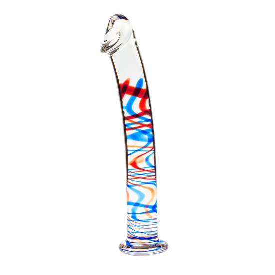 Фаллоимитатор из стекла с разноцветным рисунком
