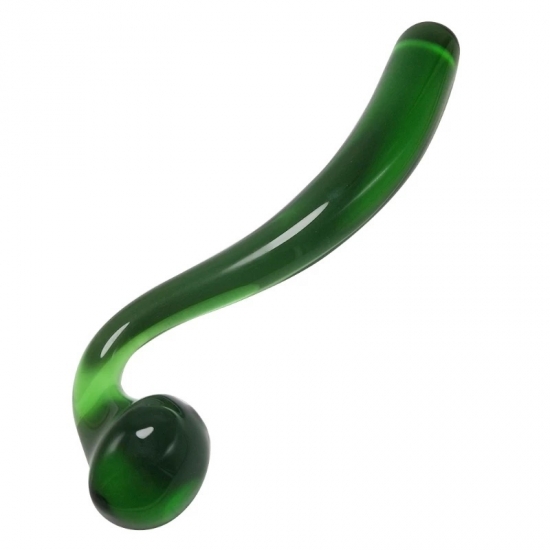 Зеленый фаллоимитатор из стекла для точки G