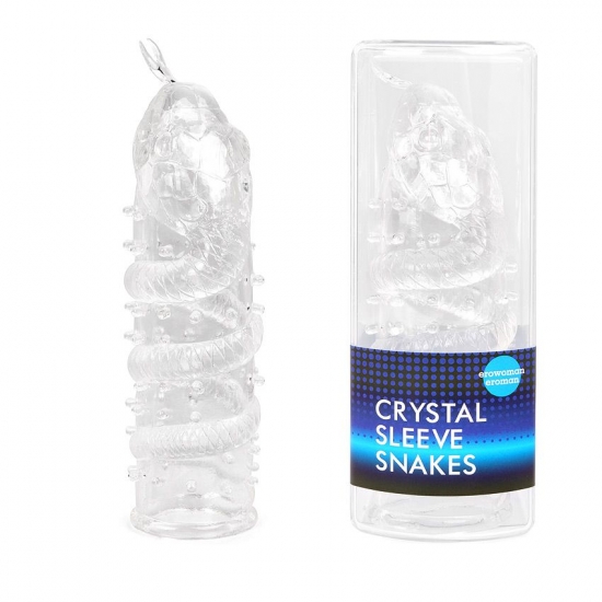 Насадка закрытая в форме змеи CRYSTAL SLEEVE SNAKES, 14,5 см, Ø 3,3