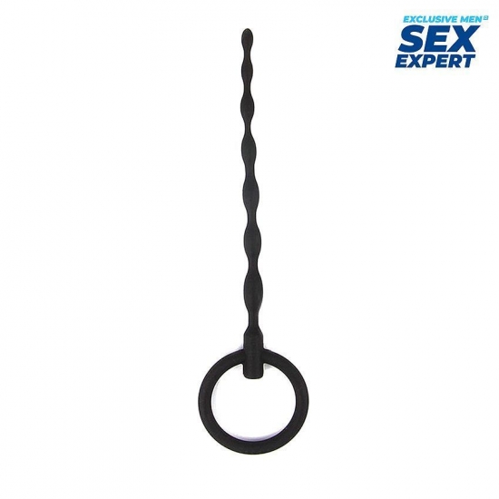 Уретральный буж из силикона черного цвета, 12 см