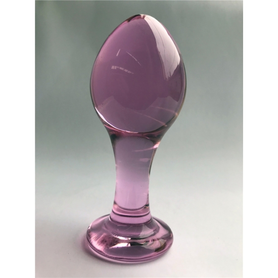 Розовая анальная пробка из стекла, 4,4 см