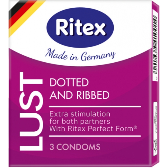 Презервативы Ritex LUST, с кольцами и пупырышками, 3 шт